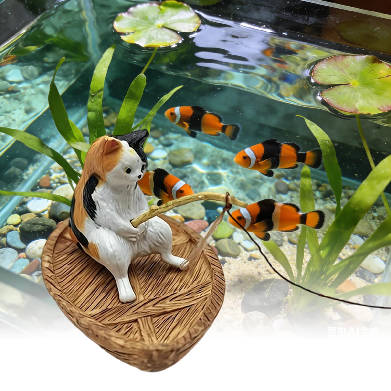 Fish Toys For Aquarium - Fish Tank Decor Kitten Fishing Floating