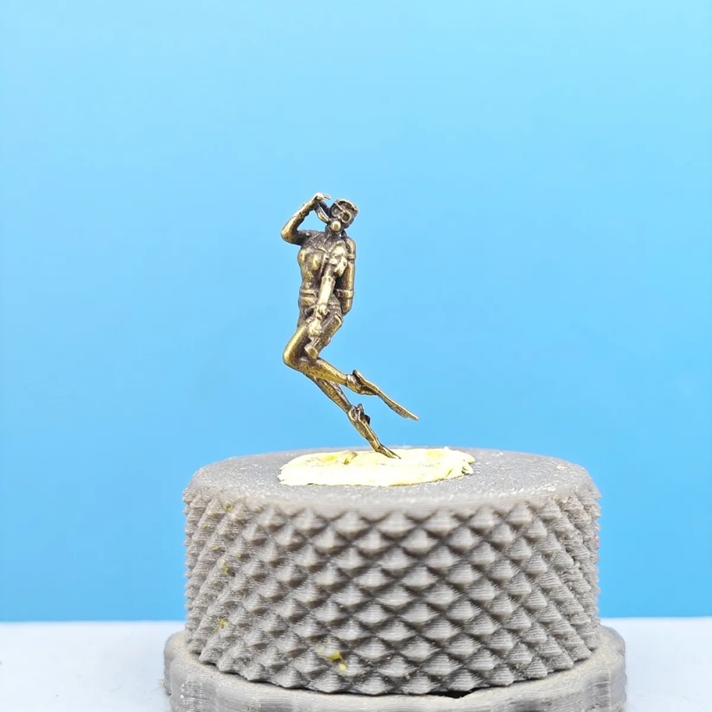 Aquarium Mini Fish - Vintage Brass Female Diver Mini Figurine