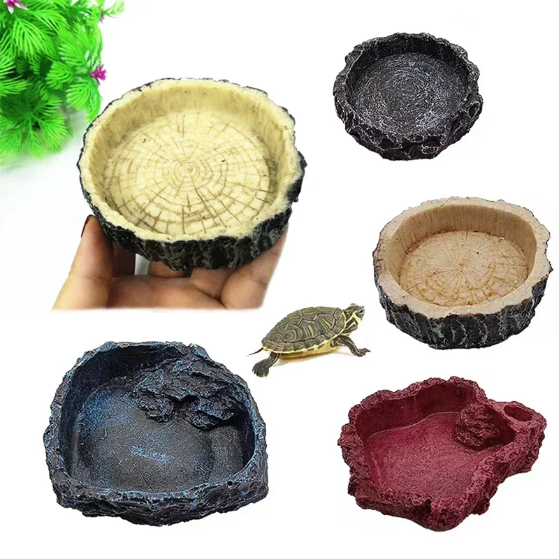 Aquarium Fish Pot - Pet Reptile Feeder Bowl Resin Aquarium