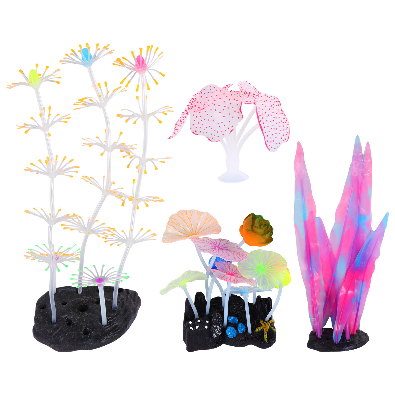 4Pcs Glow in Dark Coral Orname - Aquarium Fish Of The World review and price